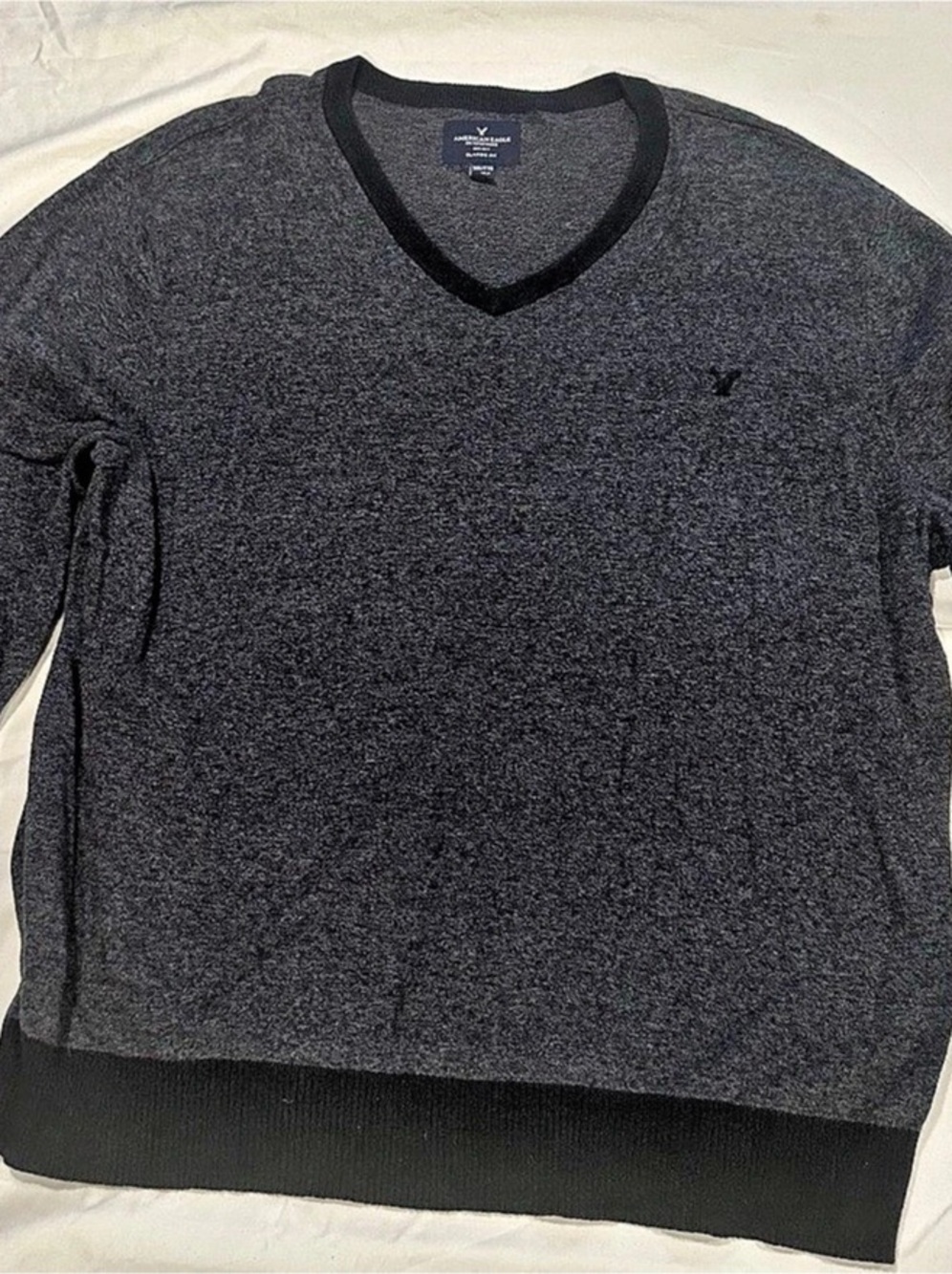 American Eagle Men's V-Neck Cotton Sweater Gray XXL